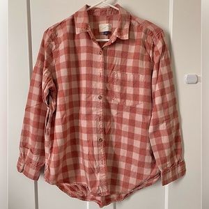 Pink plaid button shirt